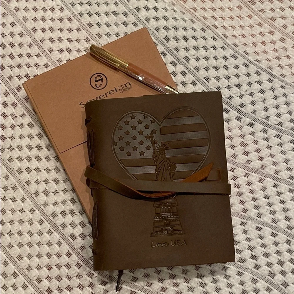 NWT Sovereign Brown Leather Travelers Journal Set with Pen